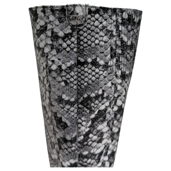 Michael Kors Isra Snake Embossed Leather Womens Wedge Knee High Boots Size 10M - Picture 9 of 14